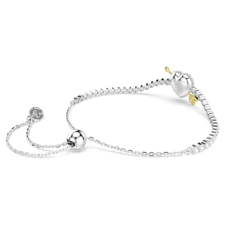 Idyllia bracelet Mixed cuts, Heart with arrow, White, Rhodium plated